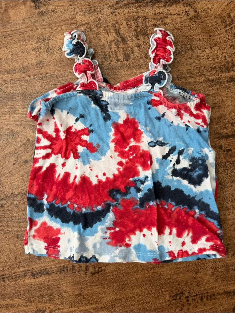 Girls Two-Piece Tie-Dye Tank & Skirt Set - Red Blue White size 5/6